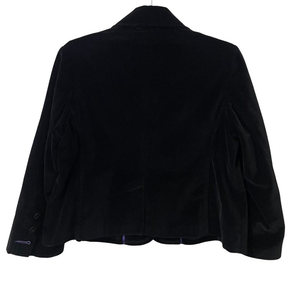 Lucky Brand Y2K Velvet Short Blazer Lined Jacket Beaded Buttons Women's M Black - Picture 2 of 10